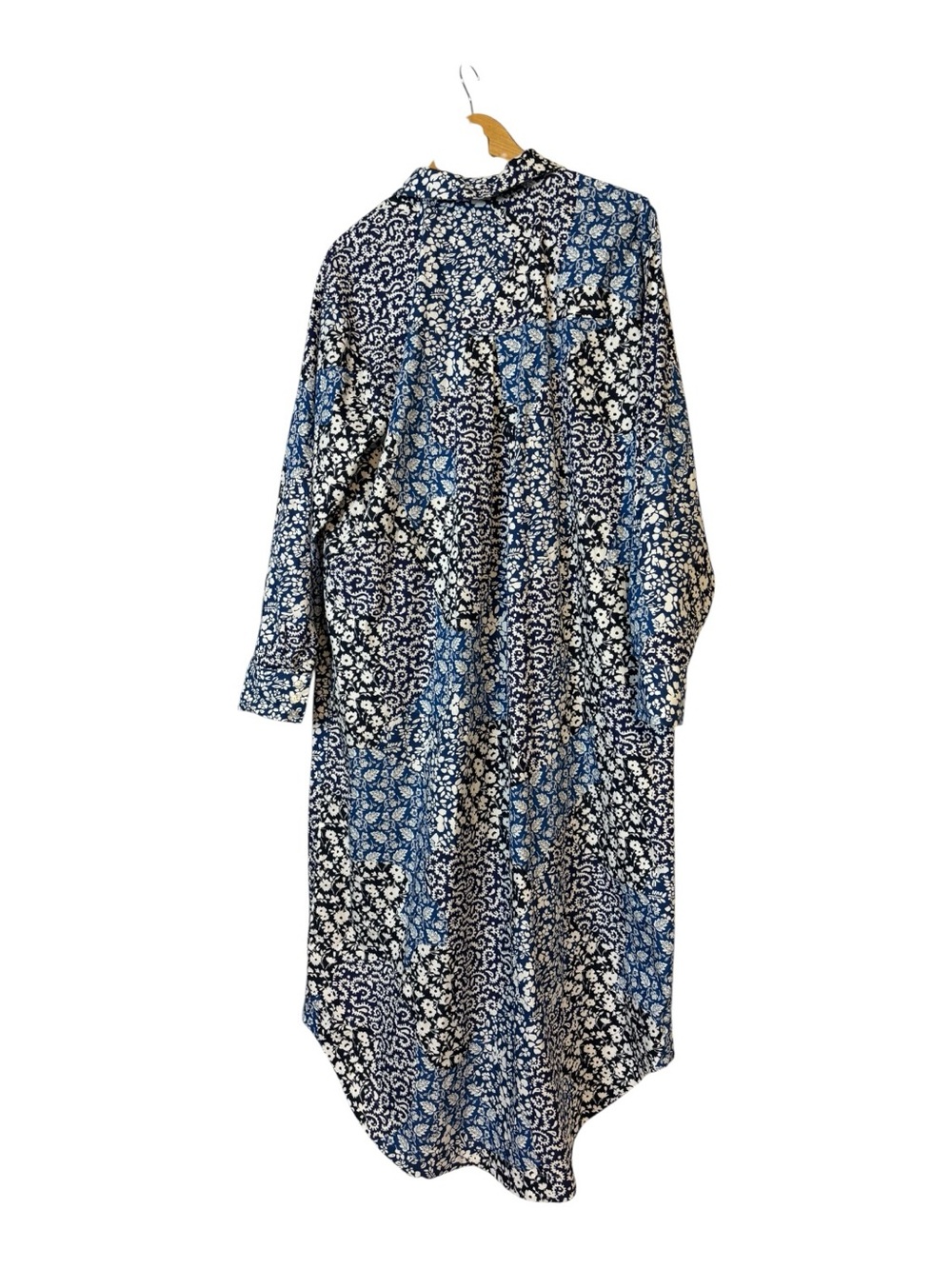 Anthropologie by Maeve Long-Sleeve patchwork Shirt Dress Maxi 100% cotton Sz XL - Picture 2 of 7